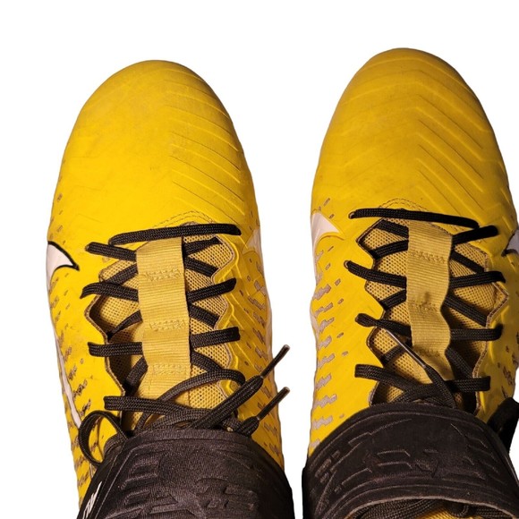 Nike Alpha Menace Pro 2 Mid Yellow Football Cleats Mens Size 11 used - Picture 8 of 10